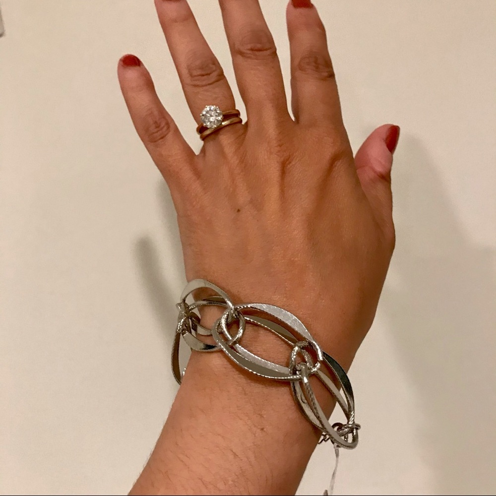 ‘Punch’ white metal double link bracelet. NWT
